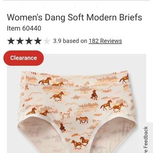 New Unopened-Duluth Trading Co Horse Print Hi-Cut Briefs - Cream and Brown